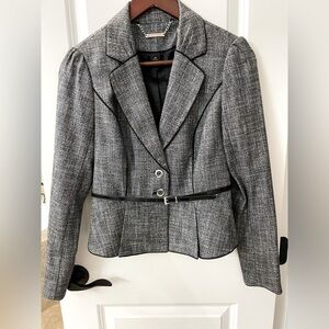 White House Black Market form fitting Blazer jacket with black belt.